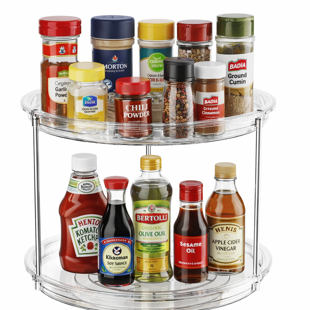 The Container Store® 2-Tier Rotating Organizer, 9-Inch Turntable Storage Rack for Kitchen and Home