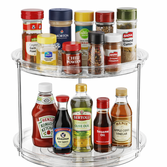 The Container Store® 2-Tier Rotating Organizer, 9-Inch Turntable Storage Rack for Kitchen and Home