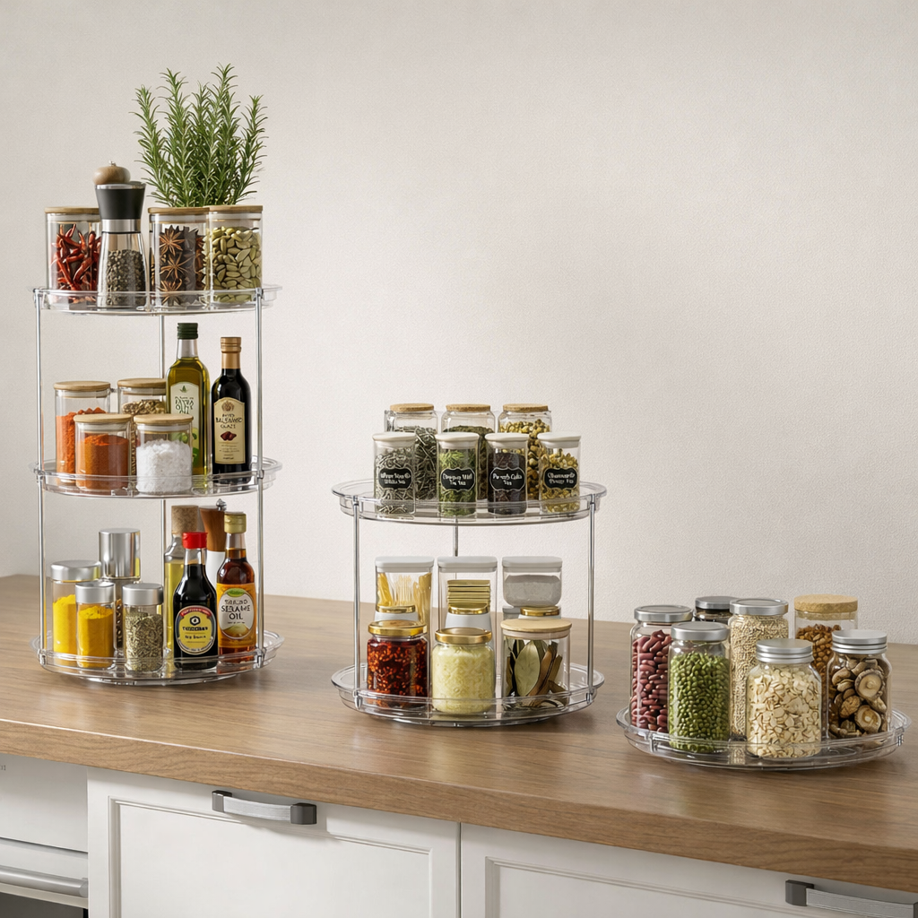 The Container Store® 2-Tier Rotating Organizer, 9-Inch Turntable Storage Rack for Kitchen and Home