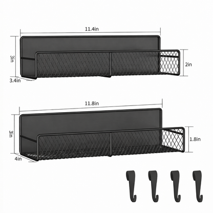 The Container Store® Magnetic Spice Rack for Refrigerator, 2-Pack Metal Shelf with Hooks for Kitchen Storage