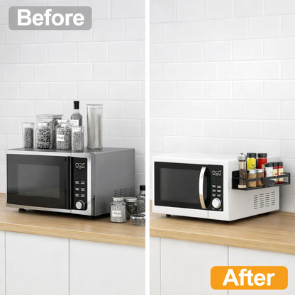The Container Store® Magnetic Spice Rack for Refrigerator, 2-Pack Metal Shelf with Hooks for Kitchen Storage