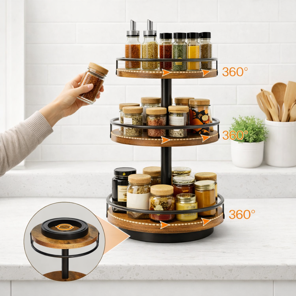 The Container Store® 3-Tier Rotating Spice Organizer for Kitchen Countertop