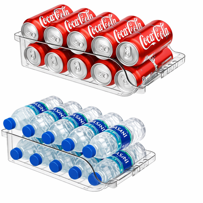 The Container Store® Adjustable Soda Can Organizer for Refrigerator, Expandable Can Dispenser for Fridge and Pantry