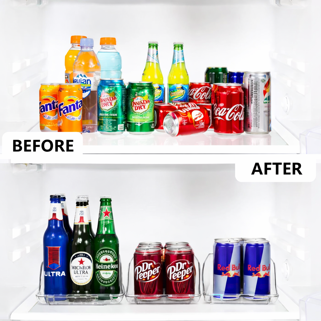 The Container Store® Adjustable Soda Can Organizer for Refrigerator, Expandable Can Dispenser for Fridge and Pantry
