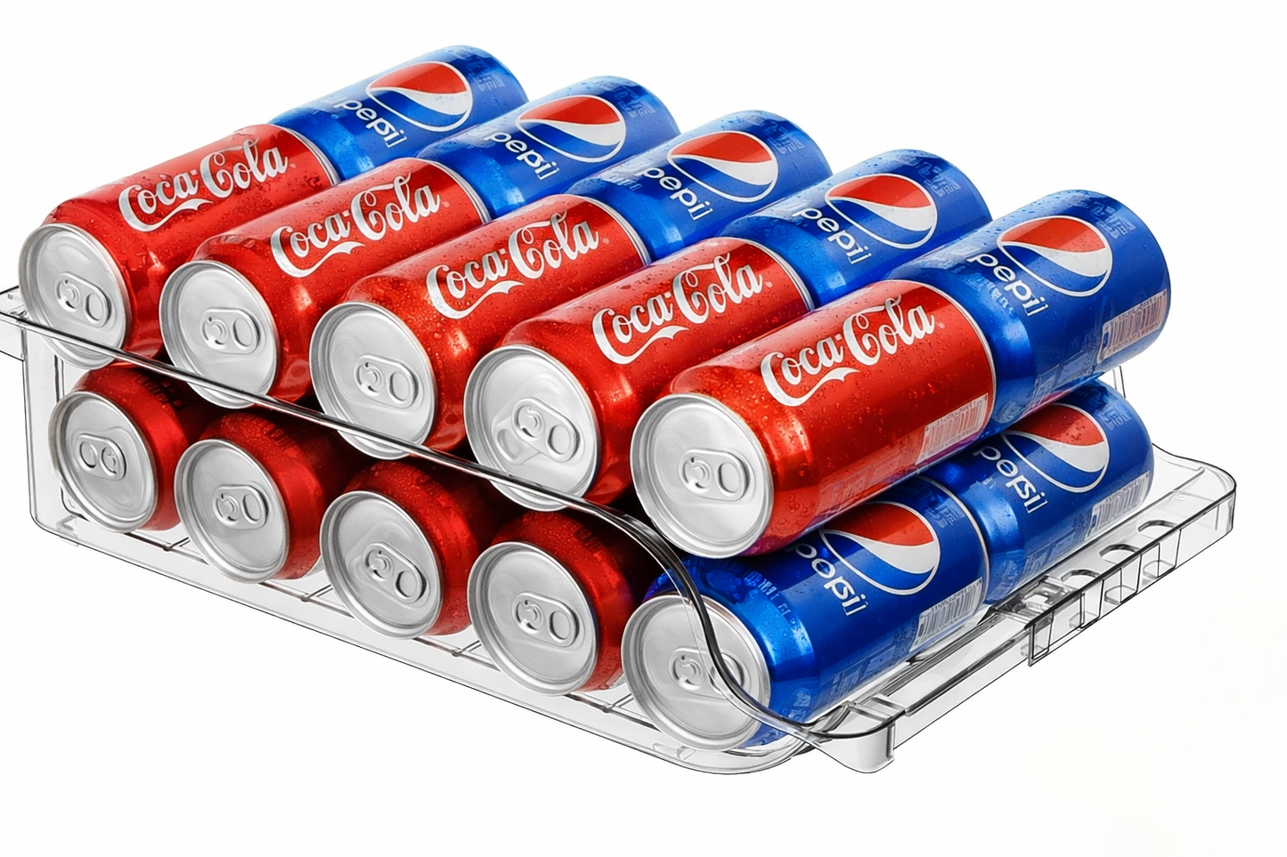 The Container Store® Adjustable Soda Can Organizer for Refrigerator, Expandable Can Dispenser for Fridge and Pantry