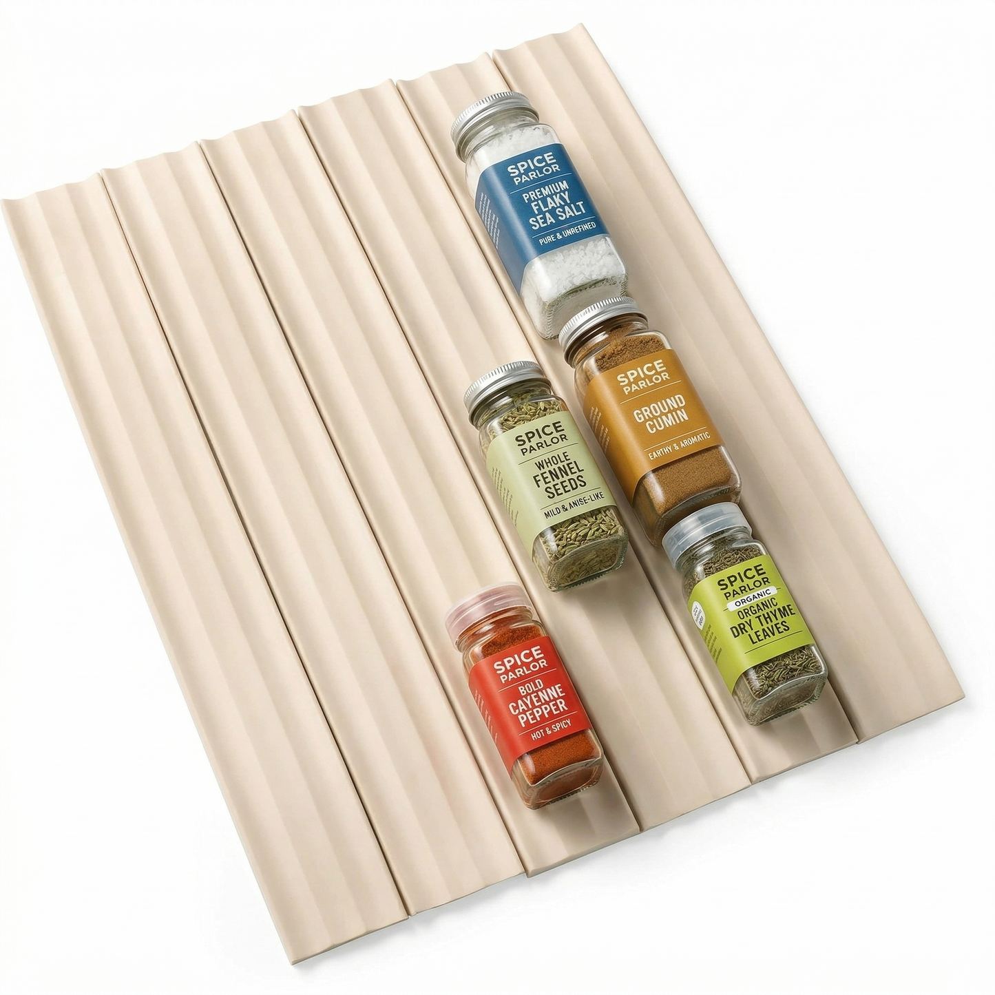 The Container Store® Adjustable Spice Drawer Liner, 10ft Roll, Cut-to-Fit Drawer Insert for Spice Bottle Organization