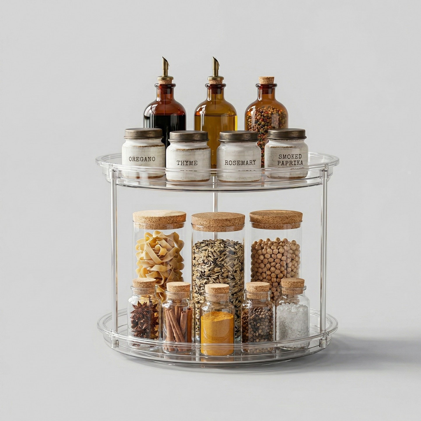 The Container Store® 2-Tier Rotating Organizer, 9-Inch Turntable Storage Rack for Kitchen and Home