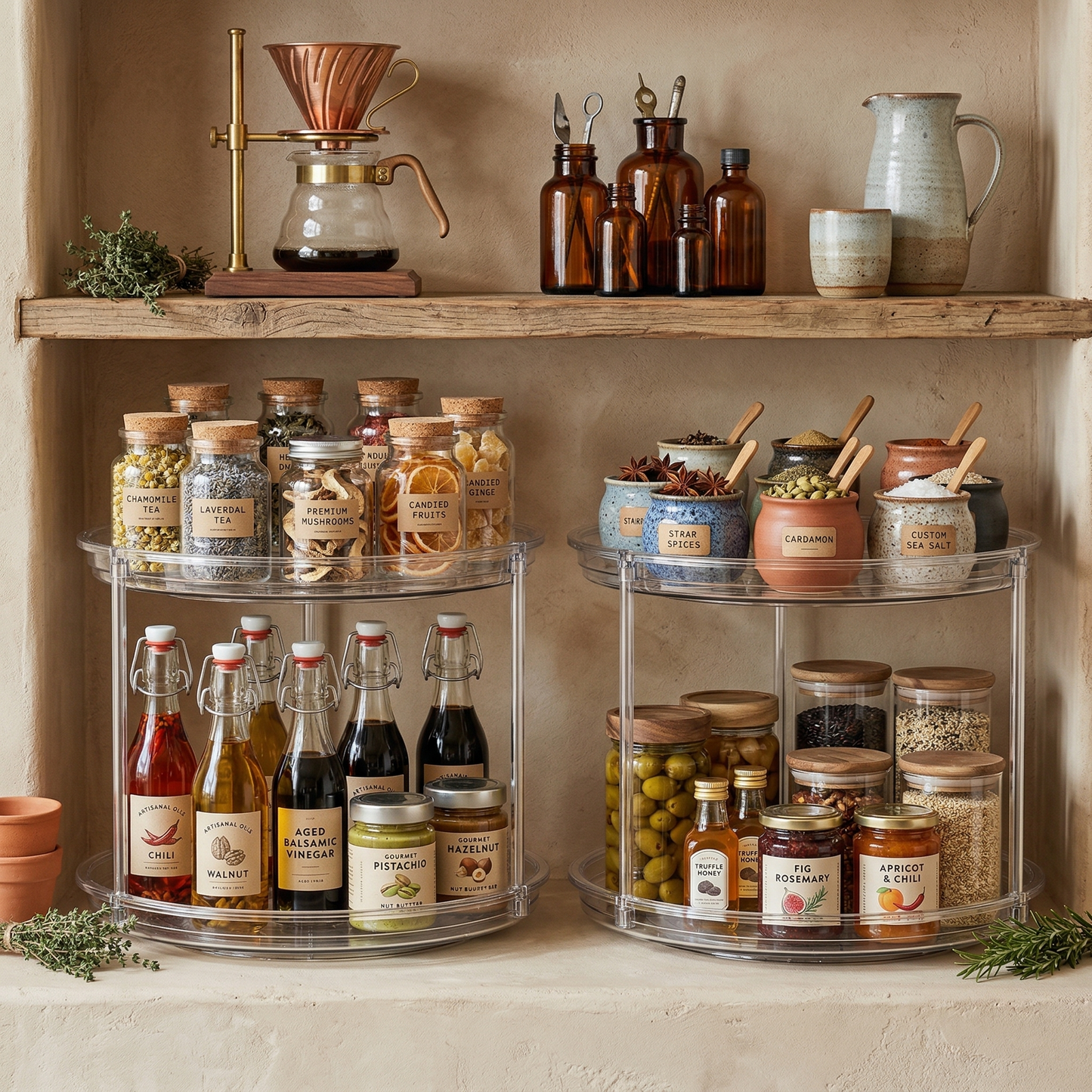 The Container Store® 2-Tier Rotating Organizer, 9-Inch Turntable Storage Rack for Kitchen and Home